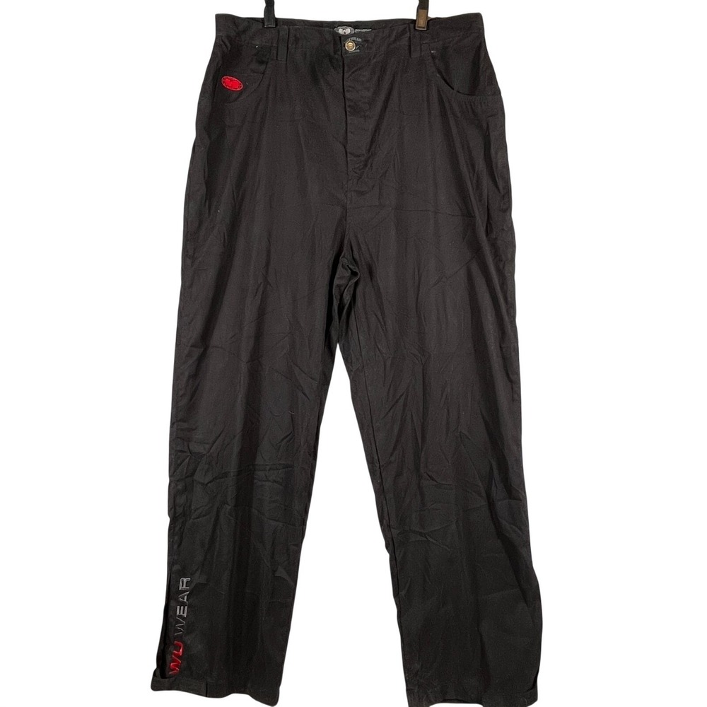 Wu Wear Mens 38x32 Track Pants Wu Tang Clan Hip Hop Streetwear Black Logo
